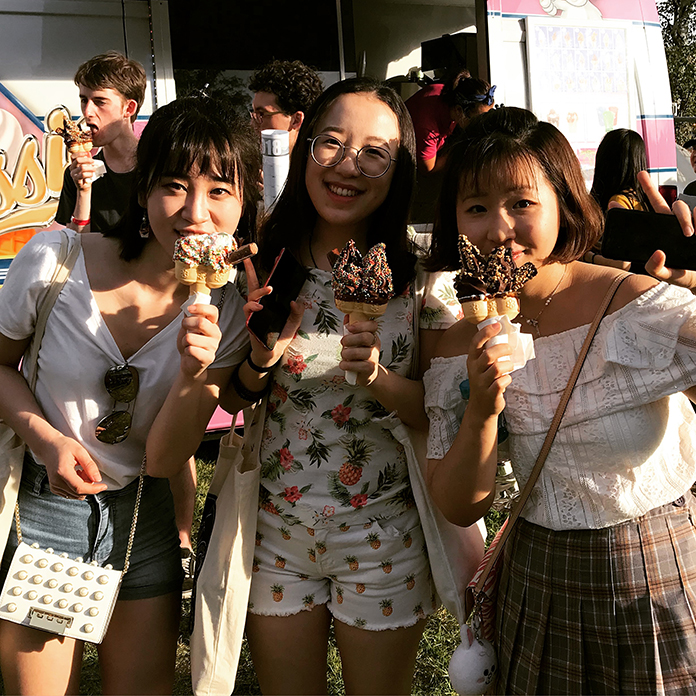 Three women enjoying ice cream in Sydney, NSW